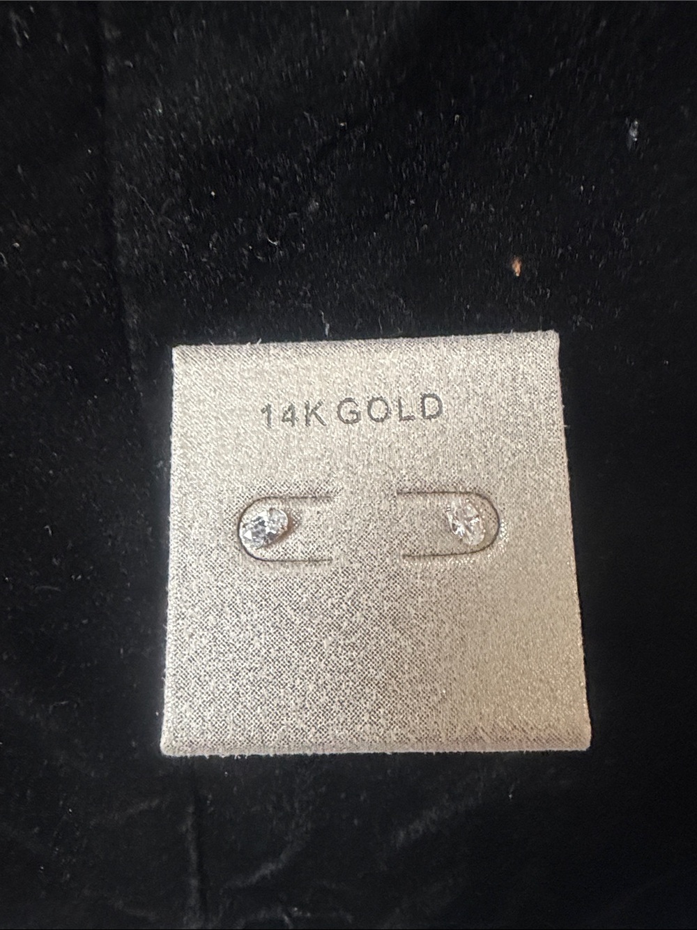 14K Gold Stud Earrings with Clear Stones